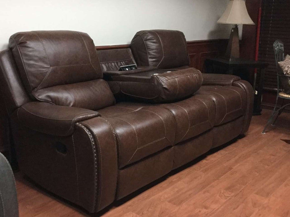 Avalanche Tobacco Reclining Sofa and Glider Loveseat Set by Corinthian