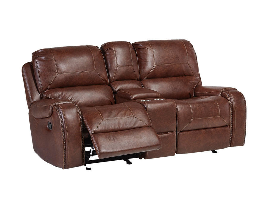 Avalanche Tobacco Reclining Sofa and Glider Loveseat Set by Corinthian