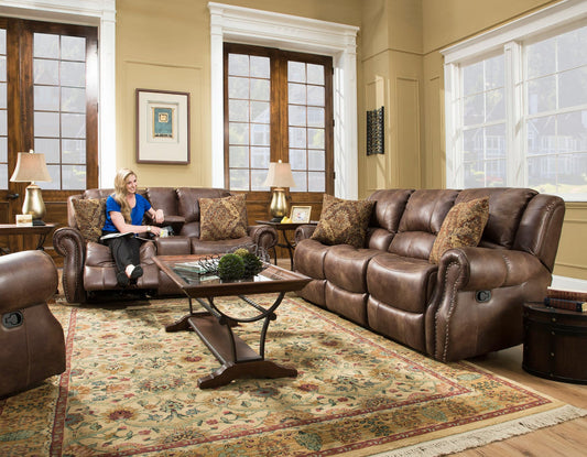 Waylon Mocha Reclining Sofa and Loveseat Set