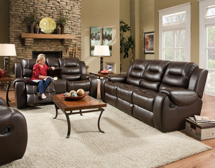 Jamestown Umber Reclining Sofa and Console Loveseat Set by Corinthian