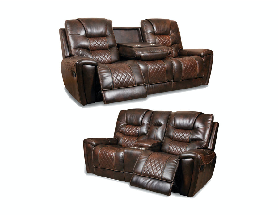 Brown & Tobacco Reclining Sofa and Console Loveseat Set by Corinthian