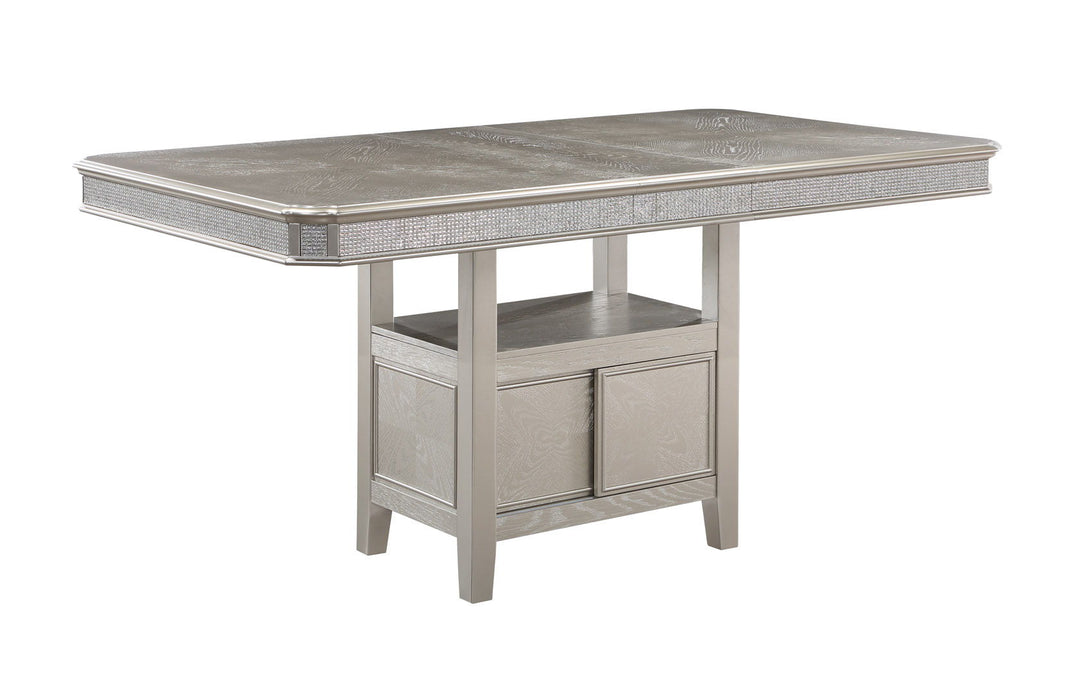 Klina - Counter Height Table (1x12" Leaf) - Pearl Silver