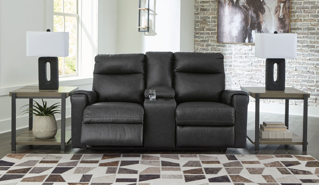 Axtellton - Carbon - Dbl Power Reclining Loveseat With Console